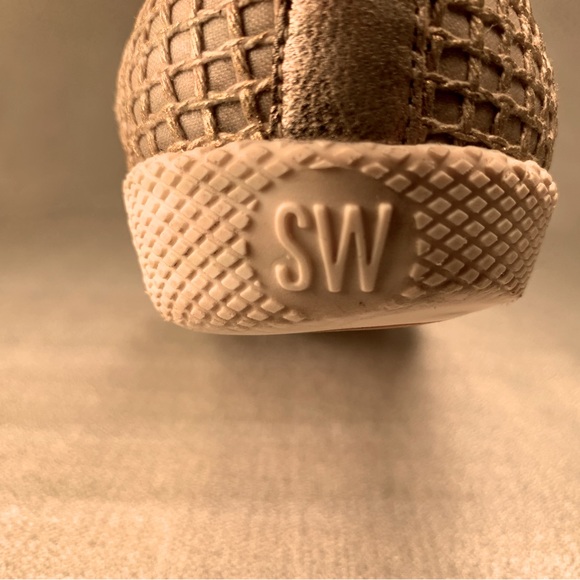 Stuart Weitzman gold & cream leather sneakers Mojave loafers obsessorize sole - Picture 12 of 15